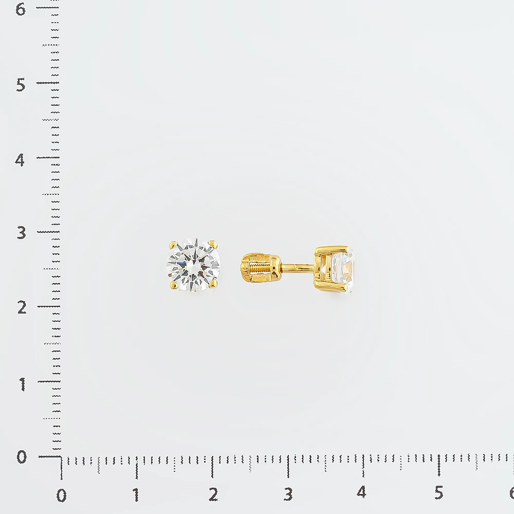 Серьги с фианитом из желтого золота 585 пробы