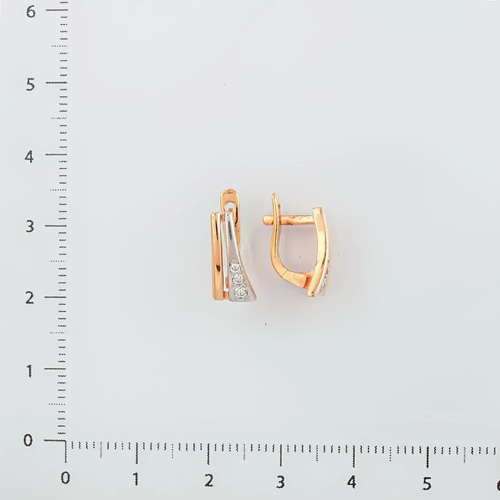 Серьги с фианитом из красного золота 585 пробы 2