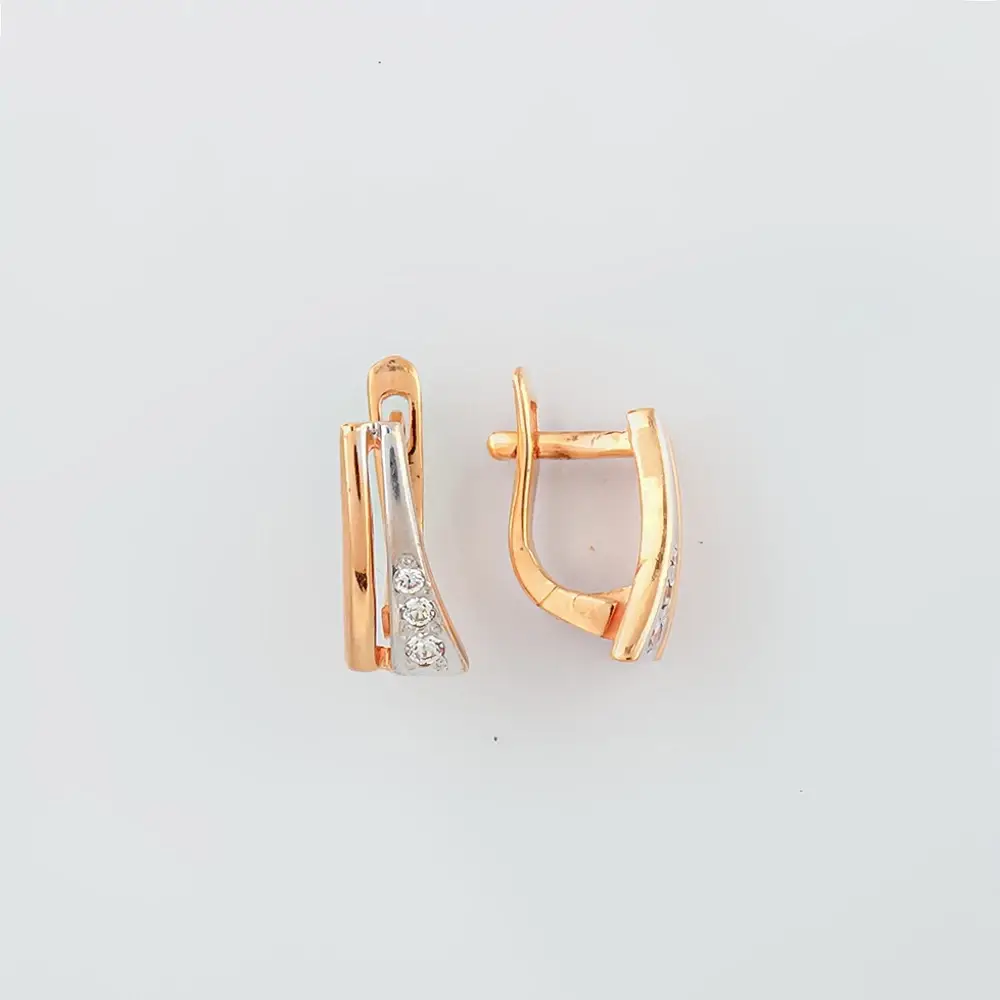 Серьги с фианитом из красного золота 585 пробы 1
