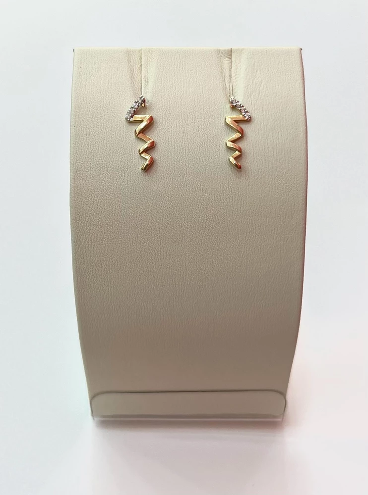 Серьги с фианитом из красного золота 585 пробы