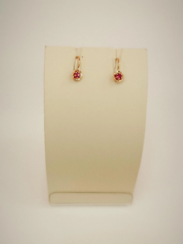 Серьги с фианитом из красного золота 585 пробы