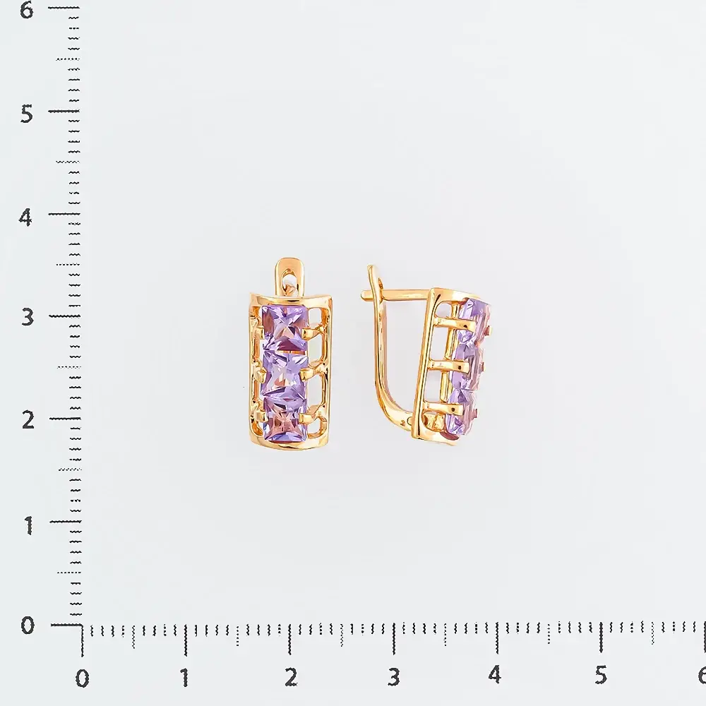Серьги с аметистом из красного золота 585 пробы 2