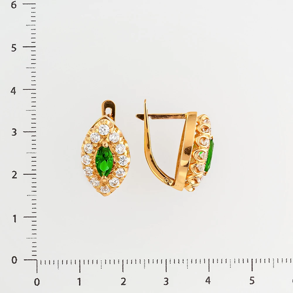Серьги с ситаллом из красного золота 585 пробы