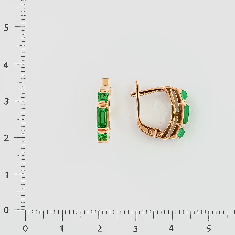 Серьги с ситаллом из красного золота 585 пробы