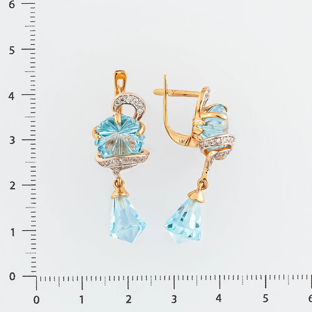 Серьги с топазом из красного золота 585 пробы