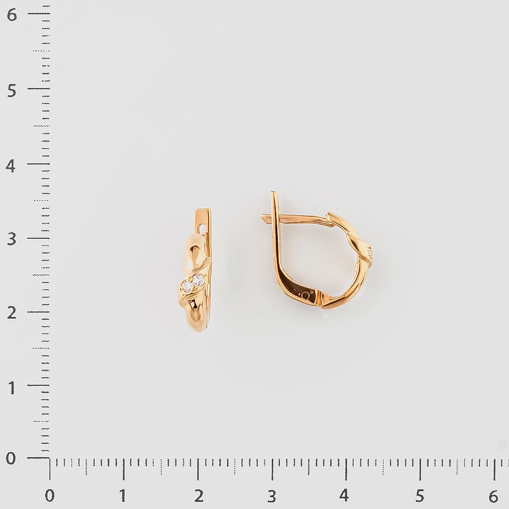 Серьги с фианитом из красного золота 585 пробы