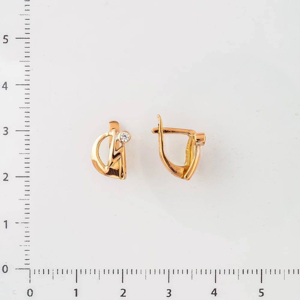 Серьги с фианитом из красного золота 585 пробы