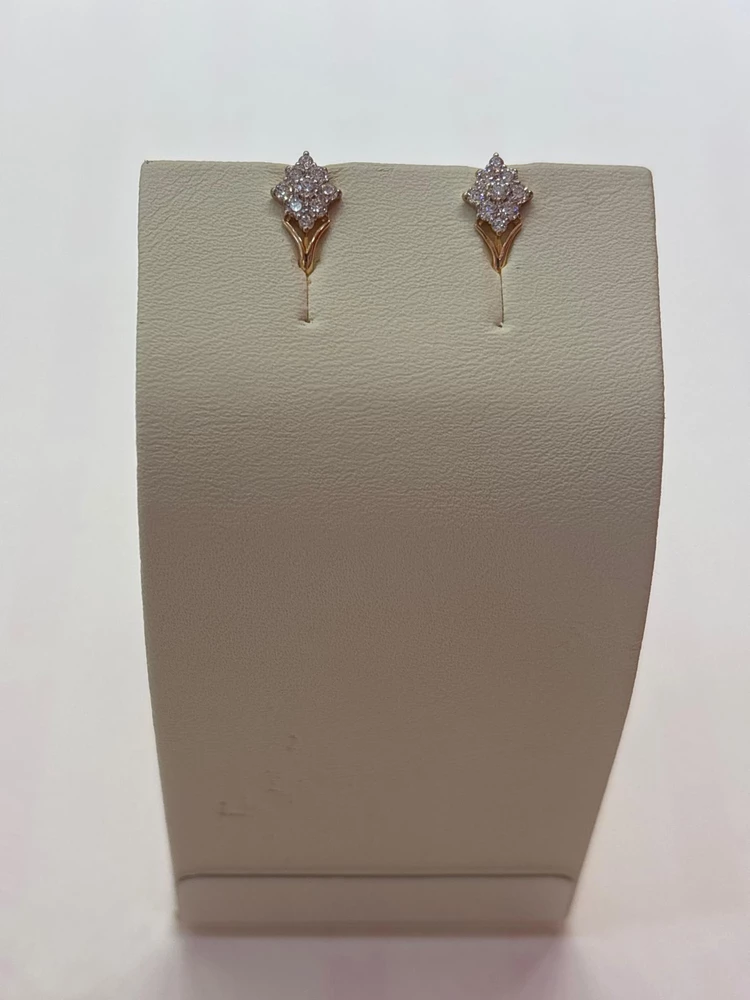 Серьги с фианитом из красного золота 585 пробы