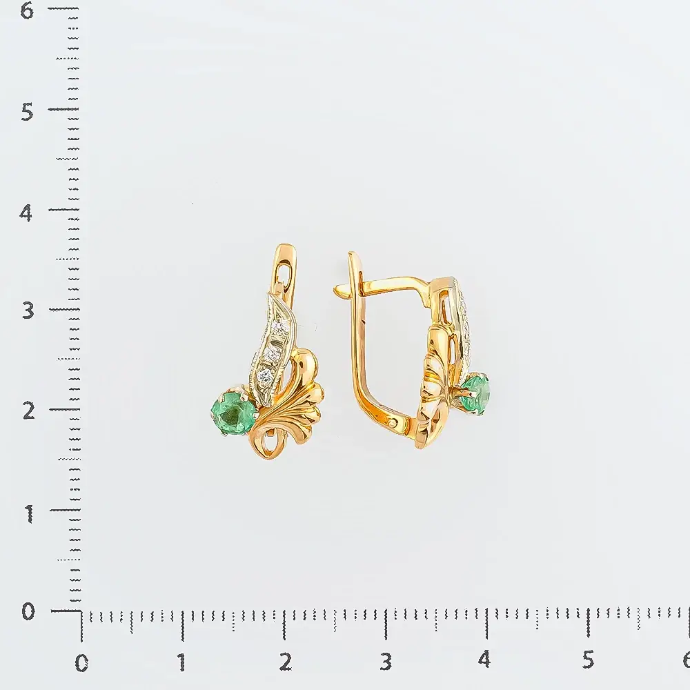 Серьги с изумрудом из красного золота 585 пробы 2