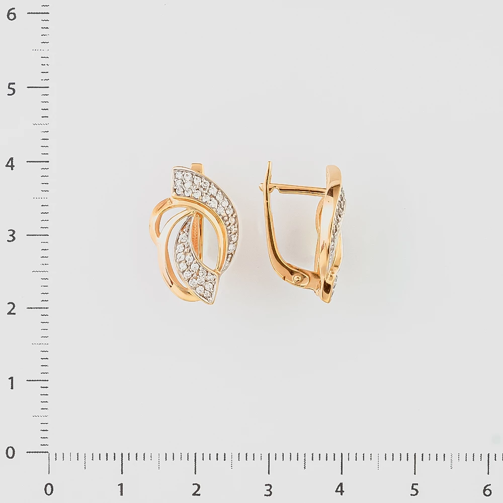 Серьги с фианитом из красного золота 585 пробы