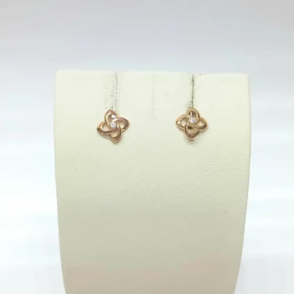 Серьги с фианитом из красного золота 585 пробы 1