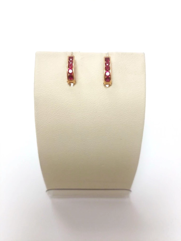 Серьги с фианитом из красного золота 585 пробы