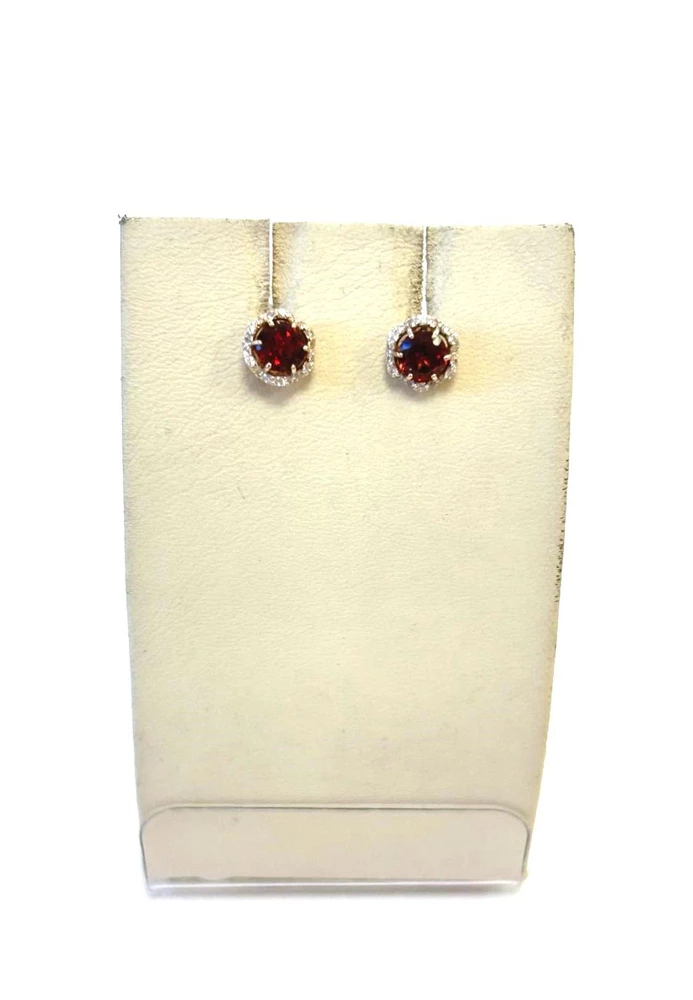 Серьги с гранатом из красного золота 585 пробы