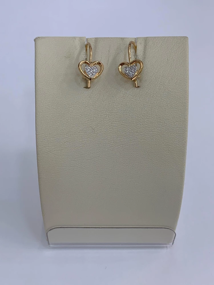 Серьги с фианитом из красного золота 585 пробы
