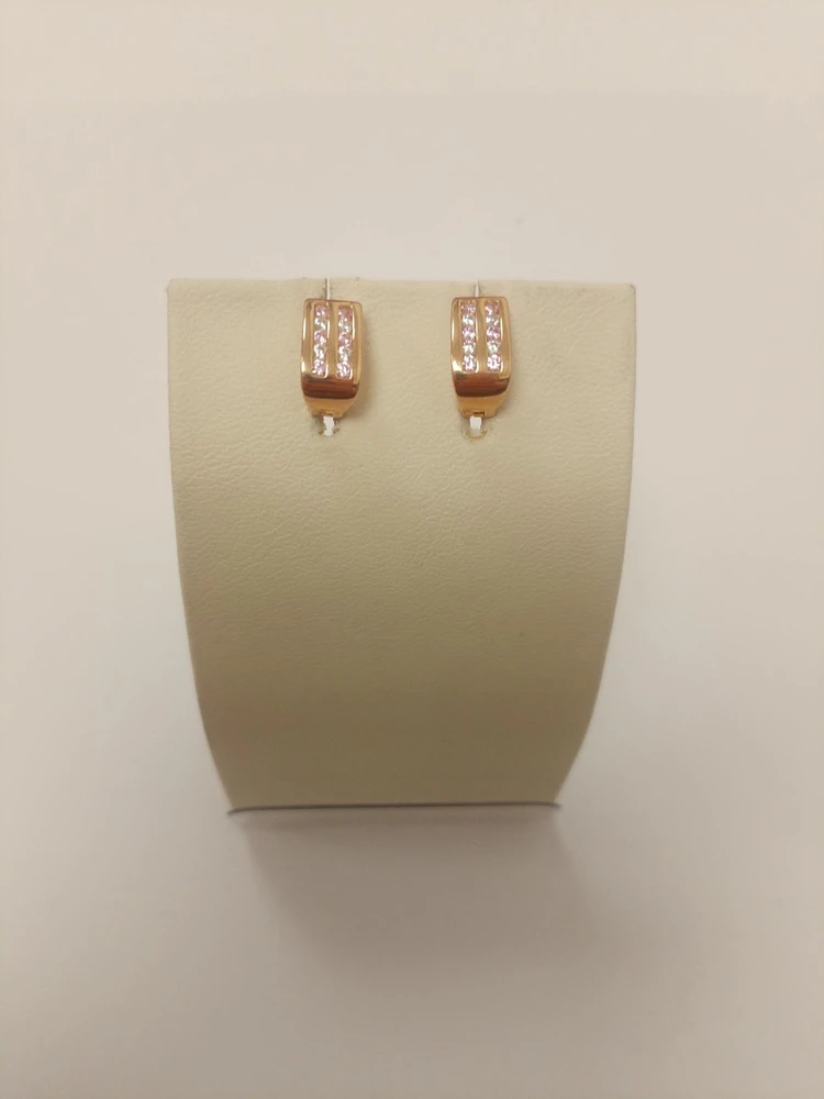 Серьги с фианитом из красного золота 585 пробы