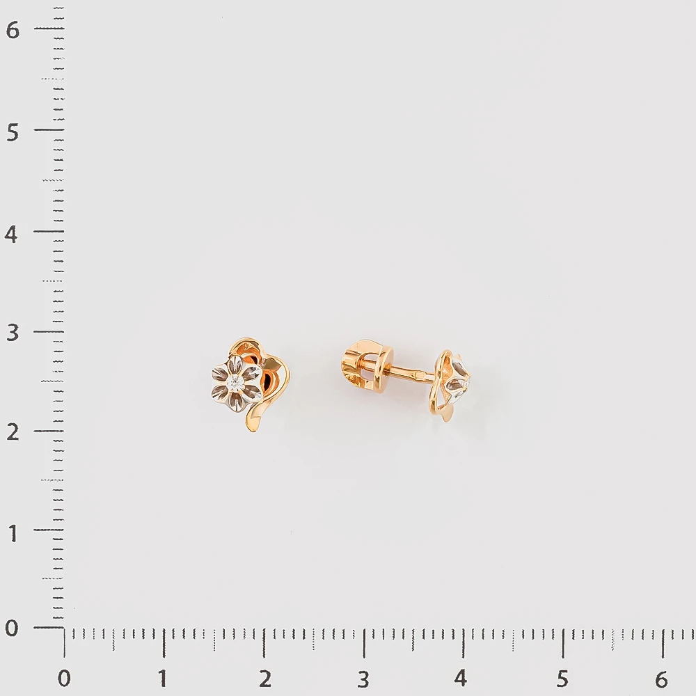 Серьги с бриллиантом из красного золота 585 пробы