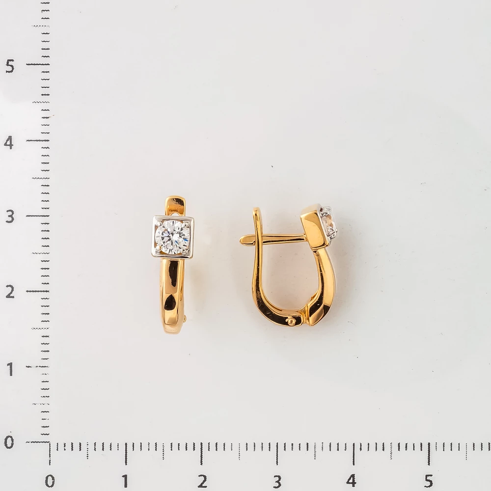 Серьги с фианитом из красного золота 585 пробы