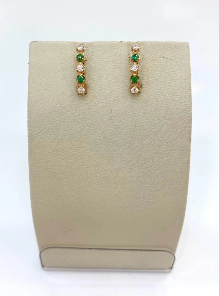 Серьги с фианитом из красного золота 585 пробы