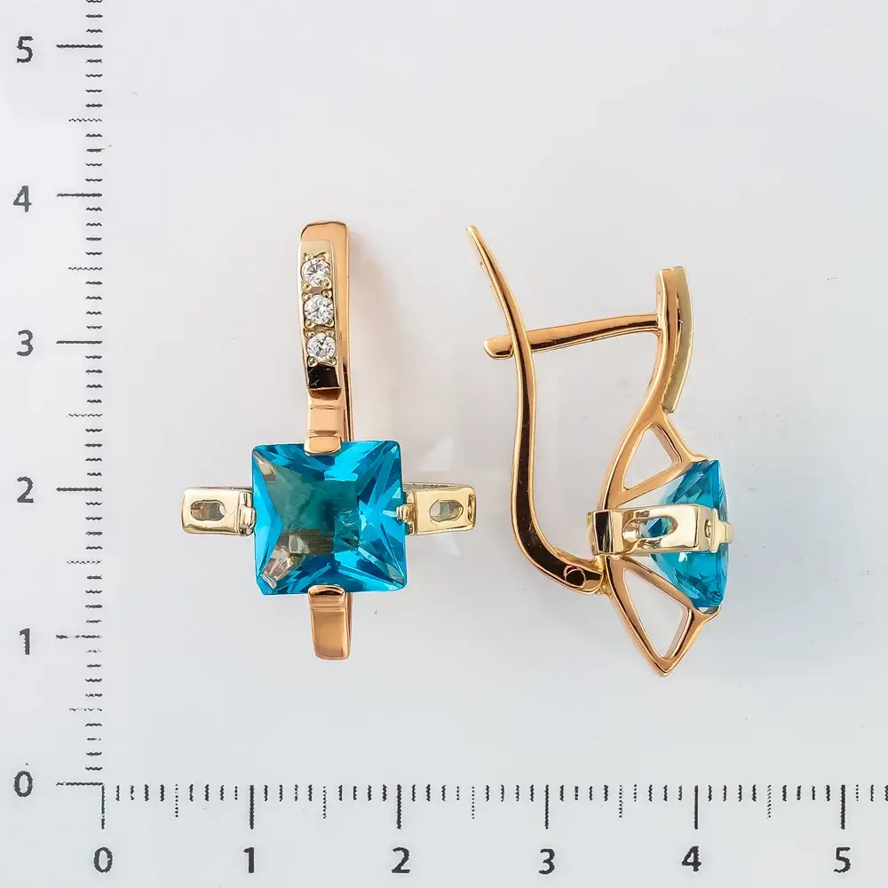 Серьги с ситаллом из красного золота 585 пробы 2