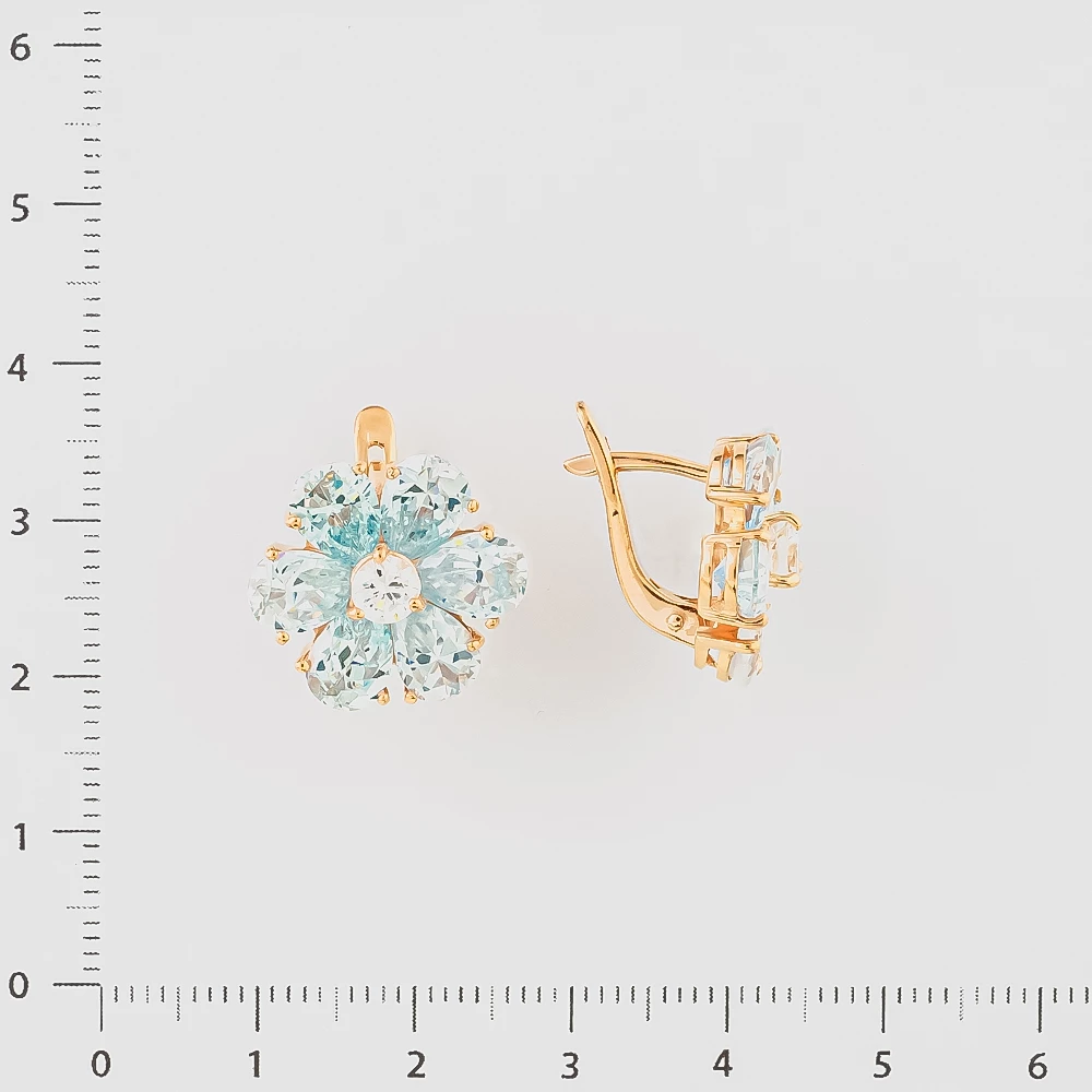 Серьги с топазом из красного золота 585 пробы