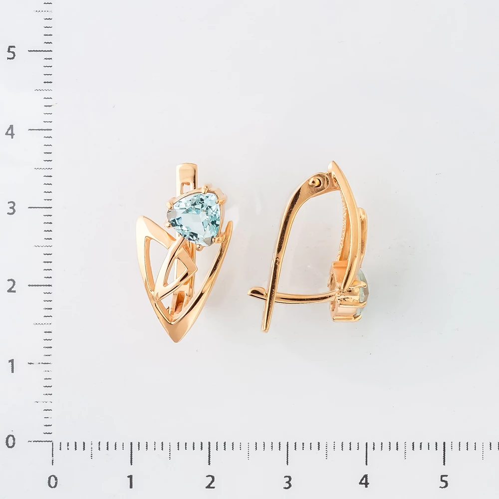 Серьги с топазом из красного золота 585 пробы