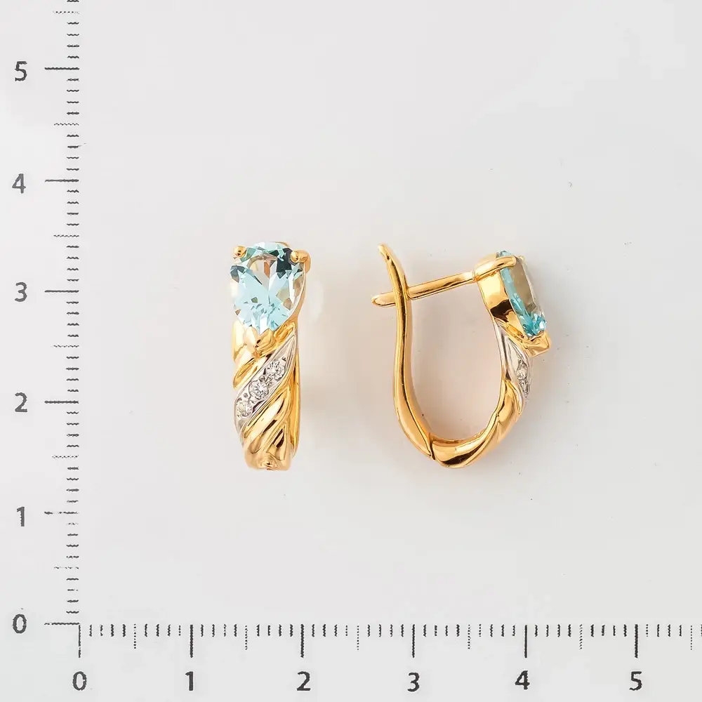 Серьги с топазом из красного золота 585 пробы 2