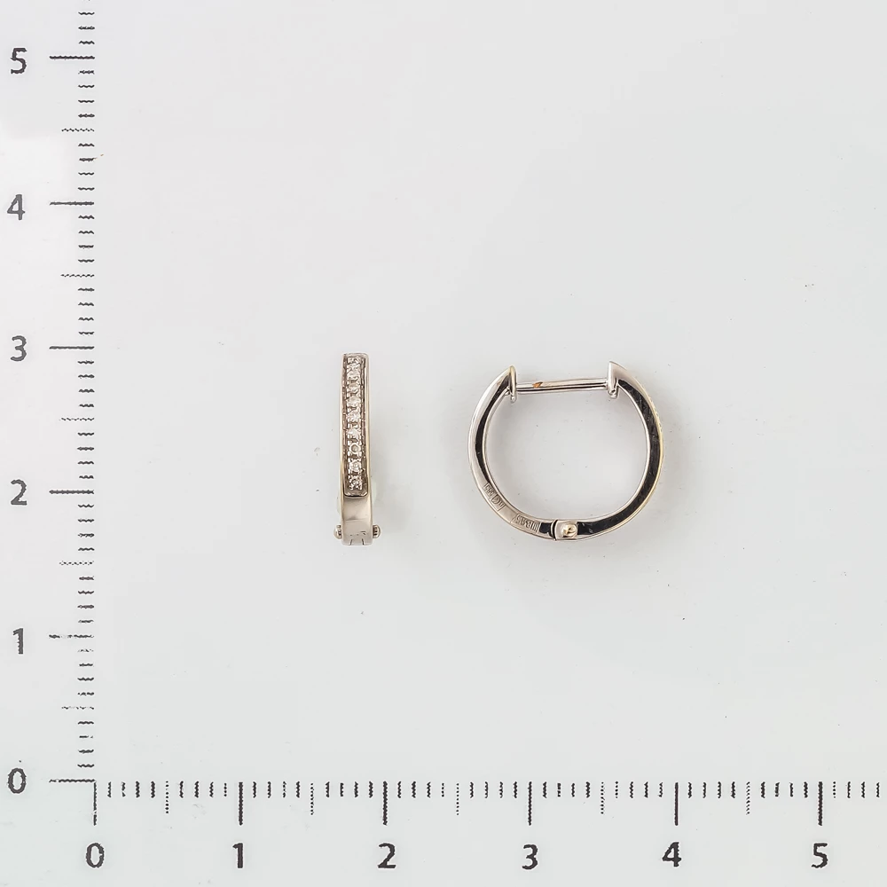 Серьги конго с бриллиантом из белого золота 585 пробы