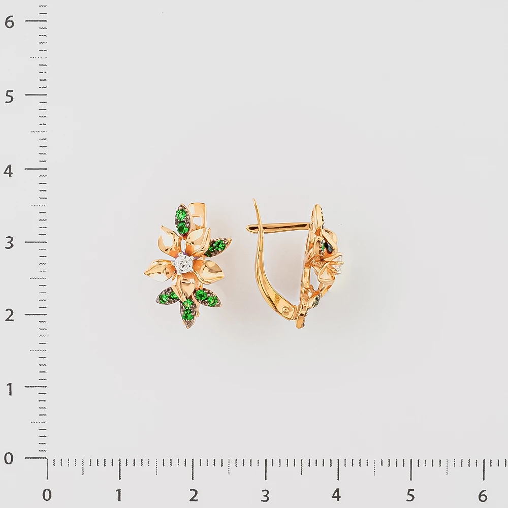Серьги с ситаллом из красного золота 585 пробы