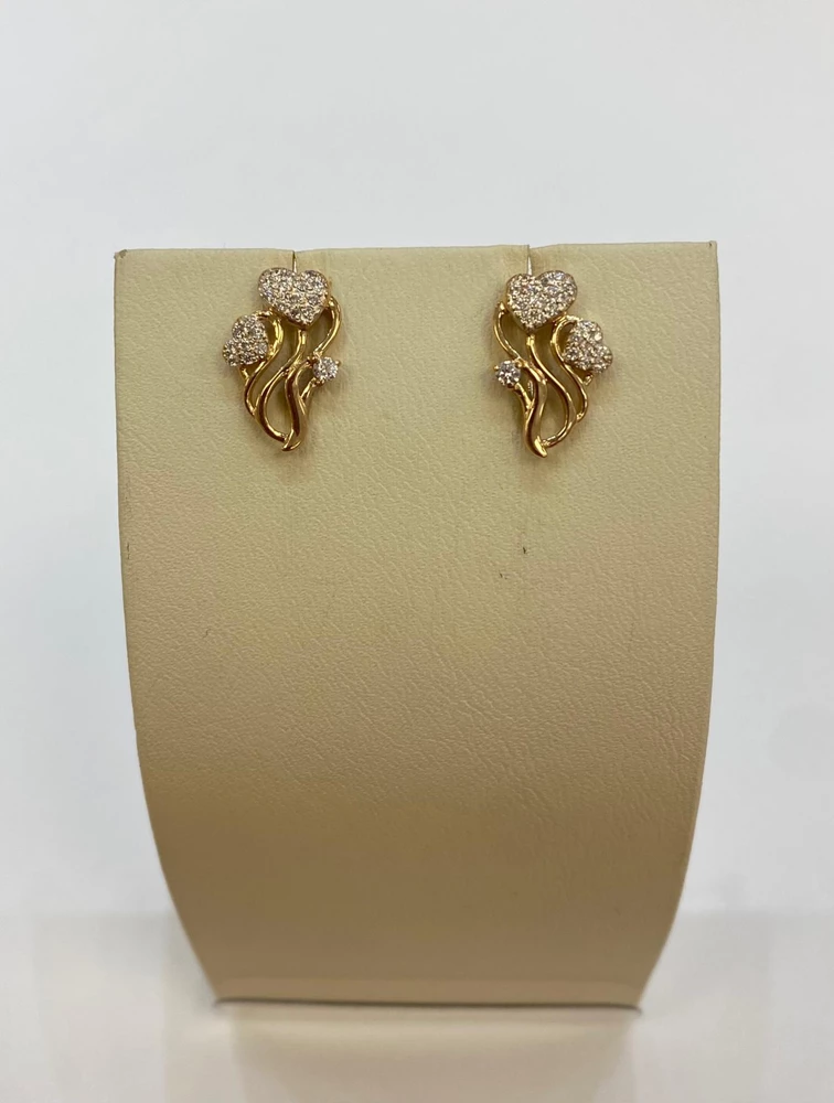 Серьги с фианитом из красного золота 585 пробы