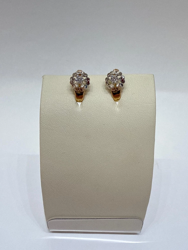 Серьги с фианитом из красного золота 585 пробы