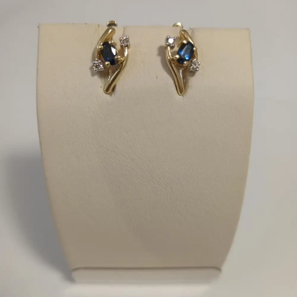 Серьги с сапфиром из желтого золота 585 пробы 1