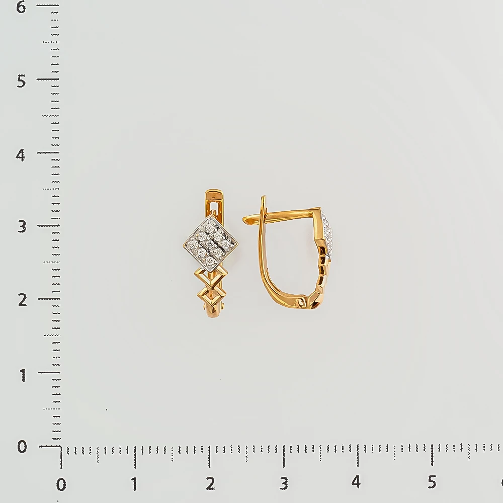 Серьги с фианитом из красного золота 585 пробы