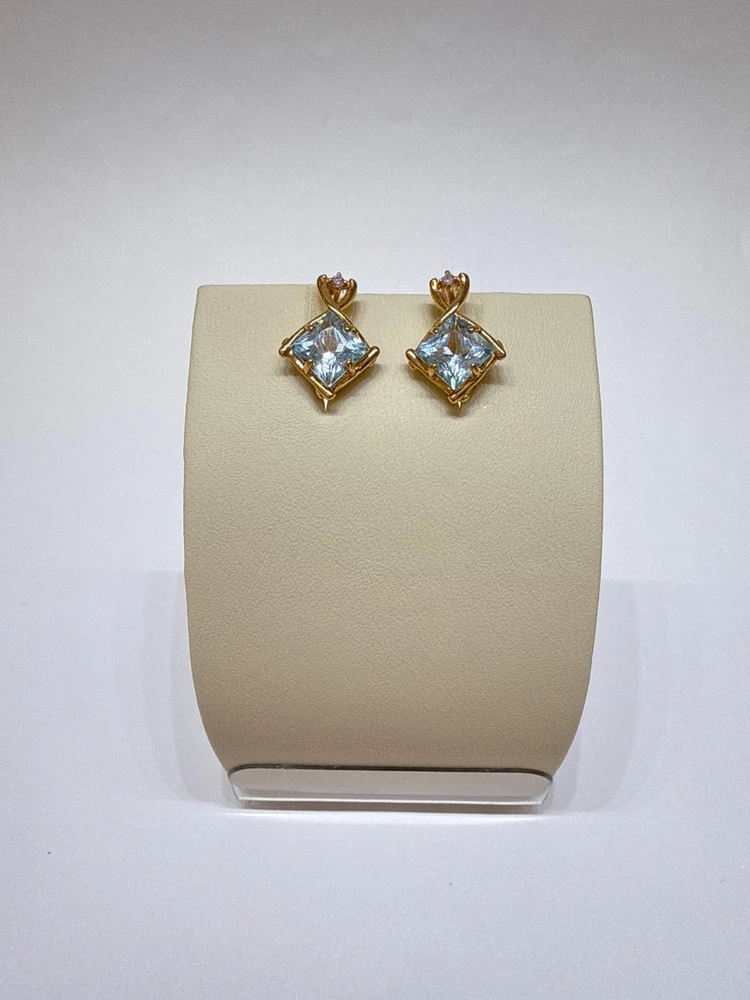 Серьги с топазом из красного золота 585 пробы