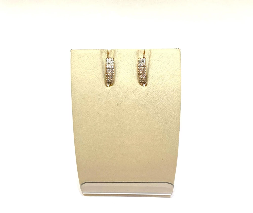 Серьги с фианитом из красного золота 585 пробы