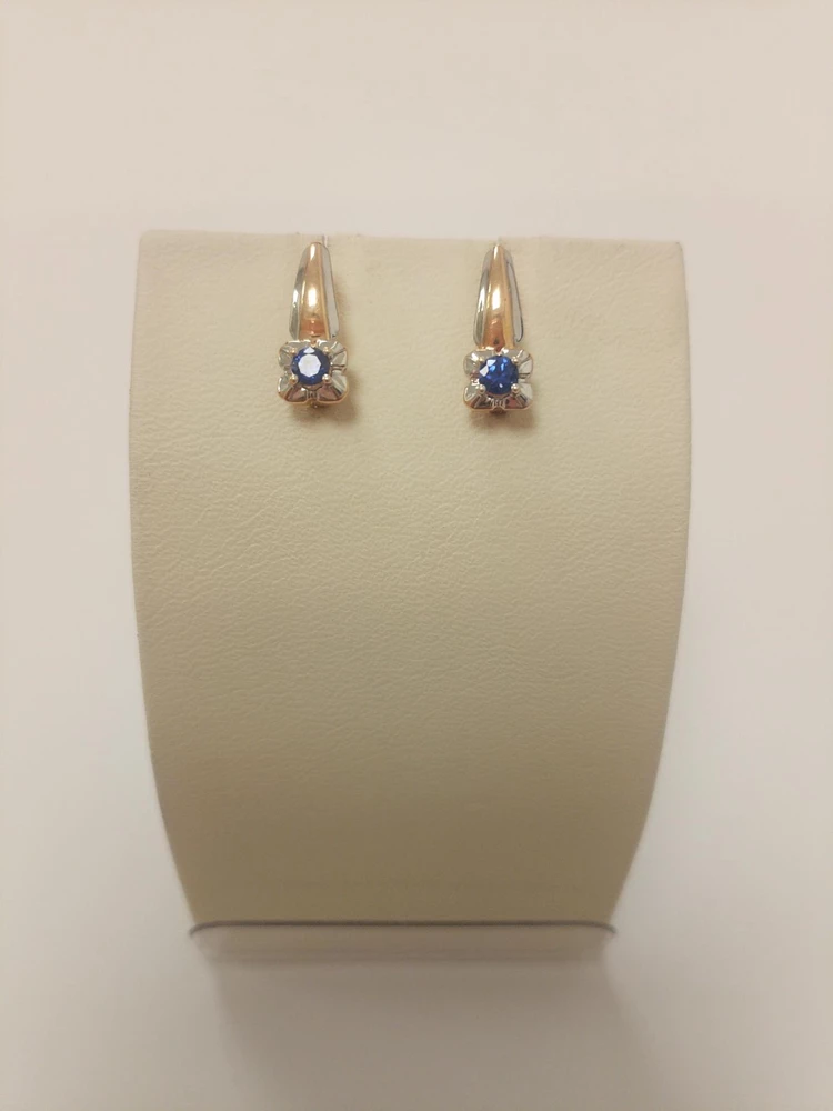 Серьги с сапфиром из красного золота 585 пробы