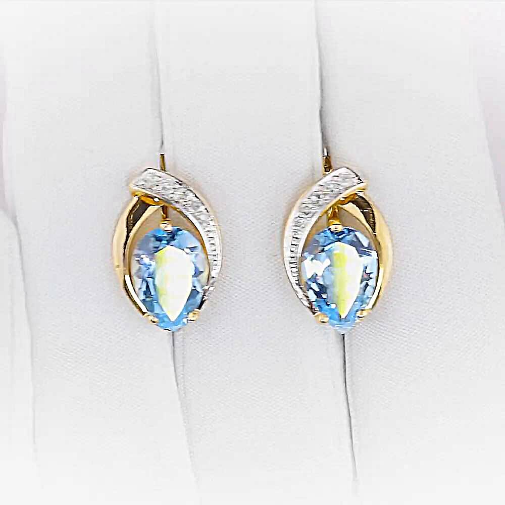 Серьги с топазом из красного золота 585 пробы 1