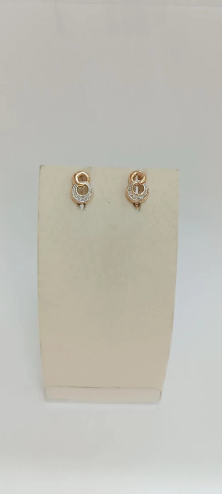 Серьги с фианитом из красного золота 585 пробы