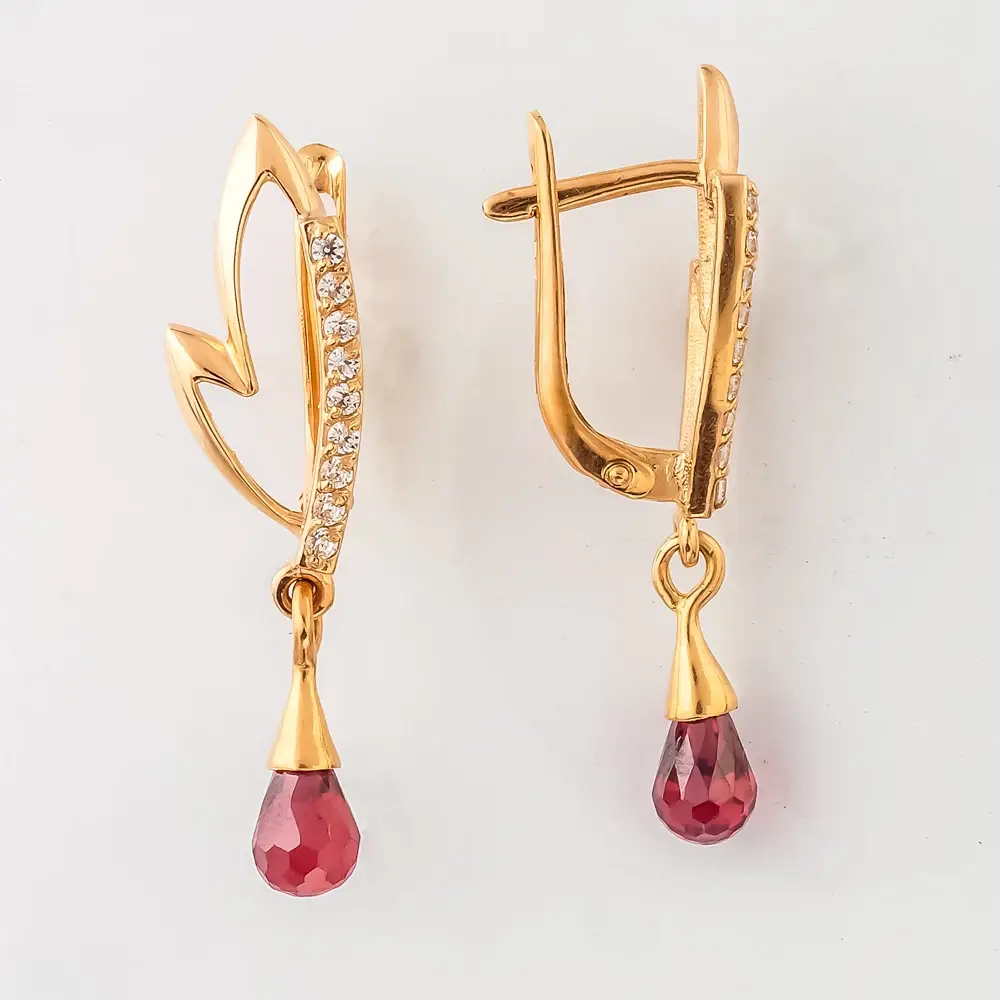 Серьги с ситаллом из красного золота 585 пробы 1