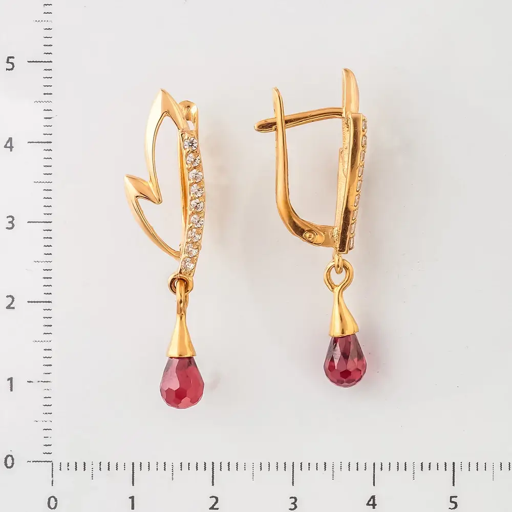 Серьги с ситаллом из красного золота 585 пробы 2