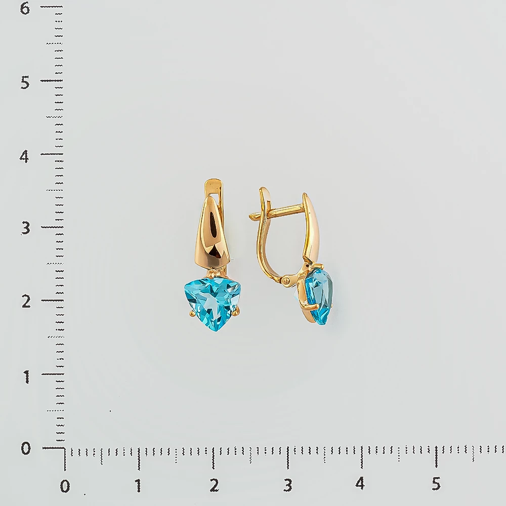 Серьги с топазом из красного золота 585 пробы