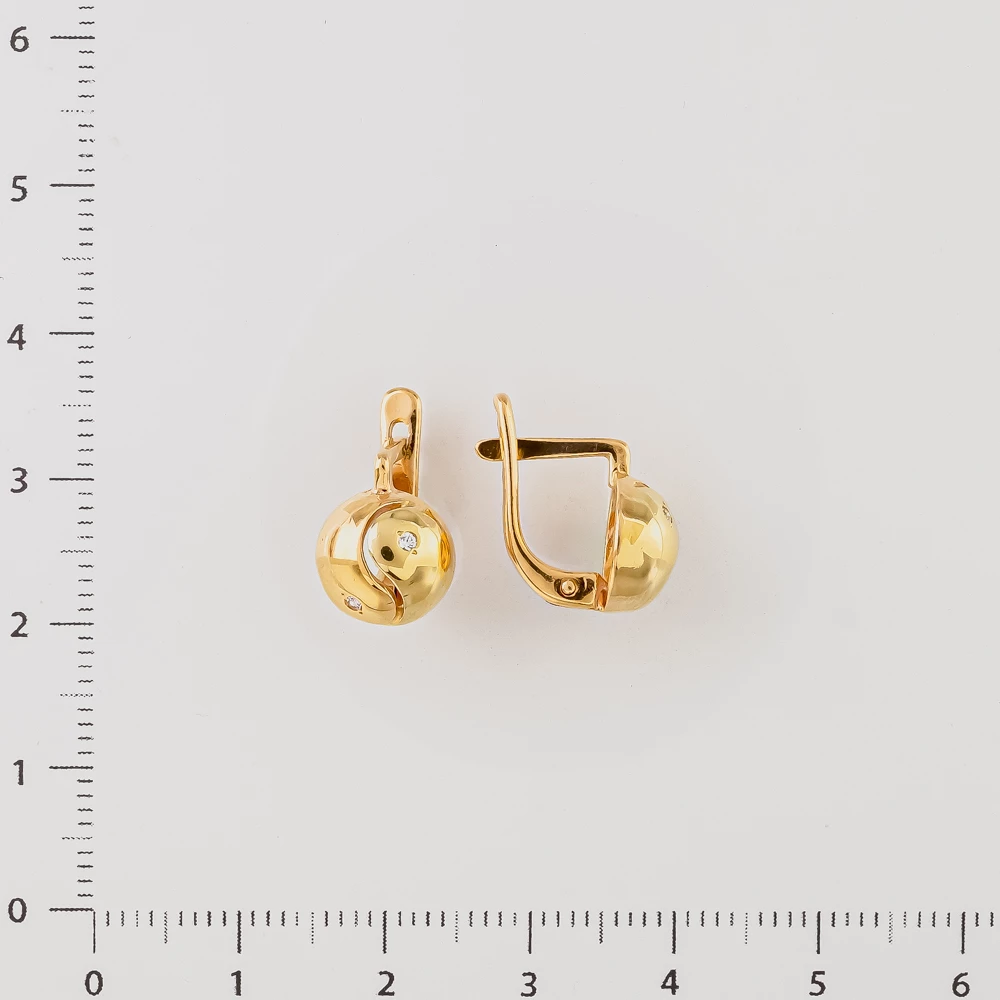 Серьги с фианитом из красного золота 585 пробы