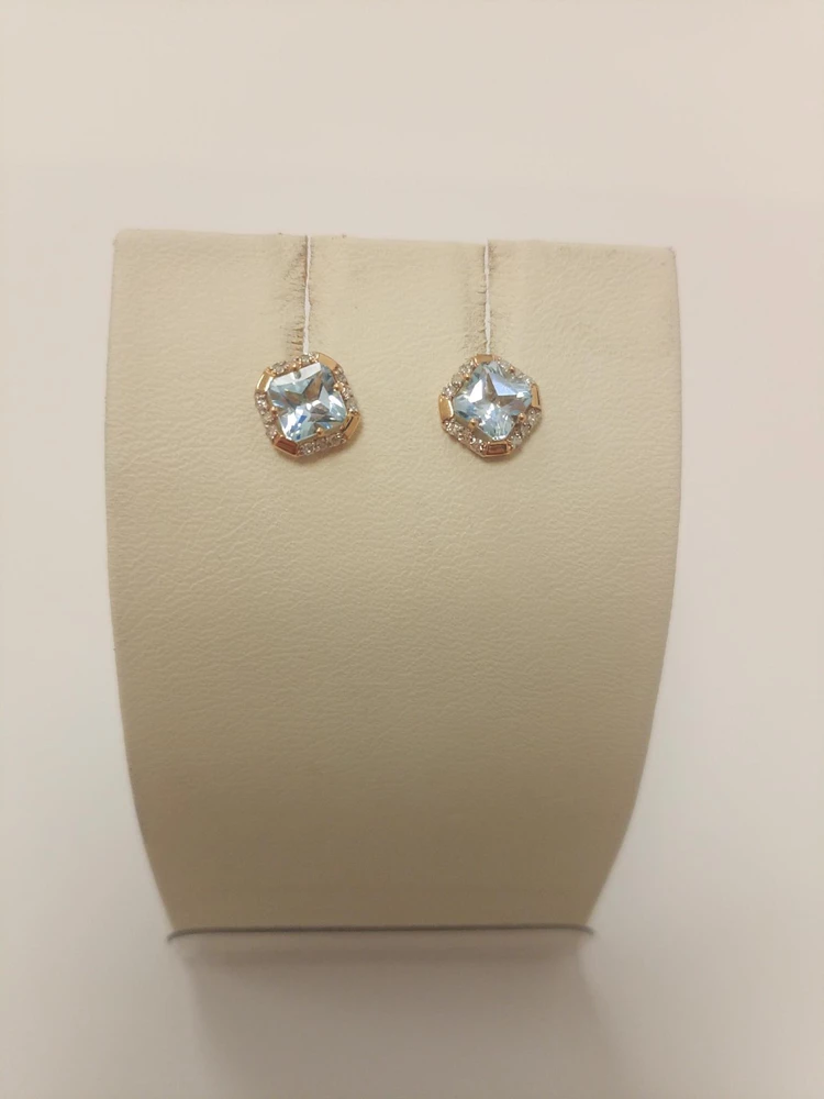 Серьги с топазом из красного золота 585 пробы