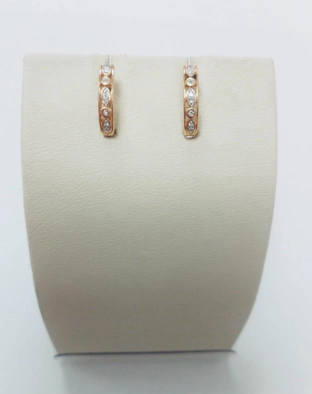 Серьги с бриллиантом из красного золота 585 пробы