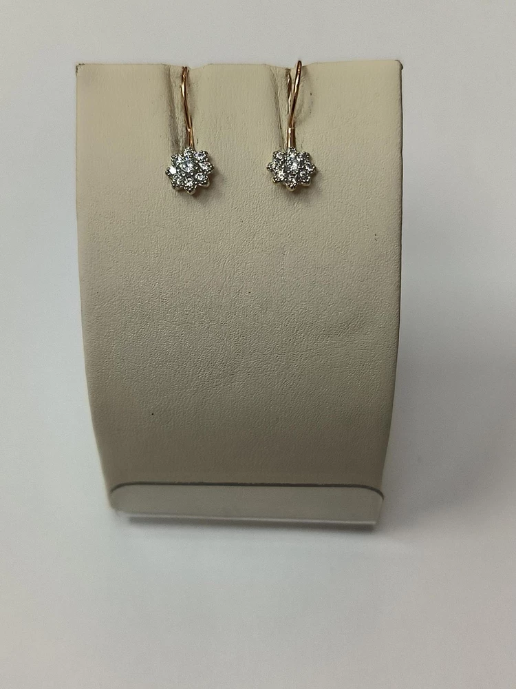 Серьги с фианитом из красного золота 585 пробы