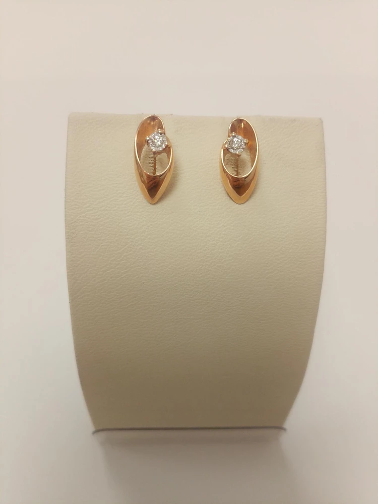 Серьги с бриллиантом из красного золота 585 пробы