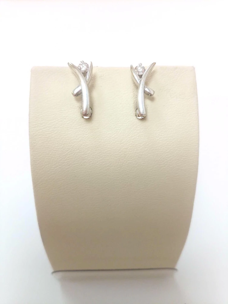 Серьги с бриллиантом из белого золота 585 пробы