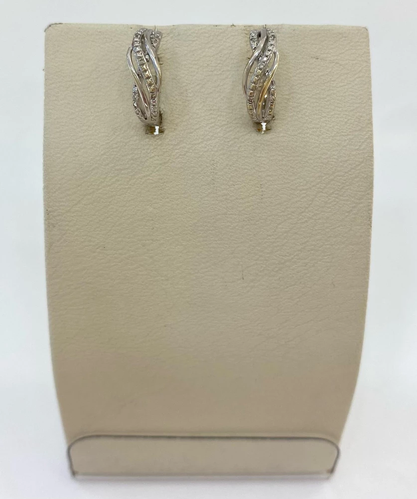 Серьги с бриллиантом из белого золота 375 пробы