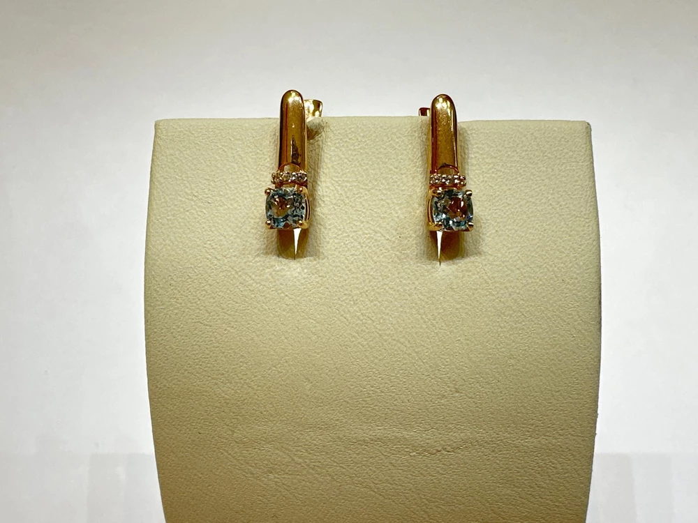Серьги с топазом из красного золота 585 пробы