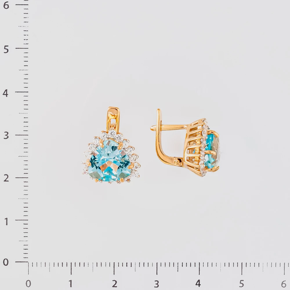 Серьги с топазом из красного золота 585 пробы