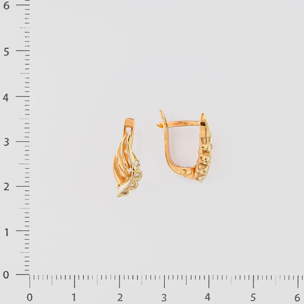 Серьги с фианитом из красного золота 585 пробы 2